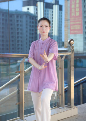 双皱麻单件上衣夏季透气吸汗舒适凉爽不粘身女装上衣