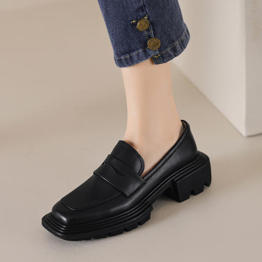 秋季新款，高品质纯色真皮厚底单鞋YJN-Y8103 商品图2