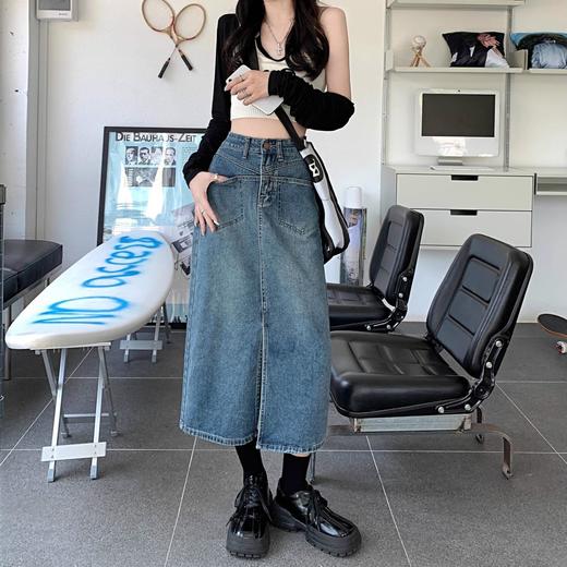 【分组】【秋季新款高腰a字牛仔半身裙】高腰牛仔高腰半身裙中长款小个子包臀裙亲肤简约大方百搭 商品图1