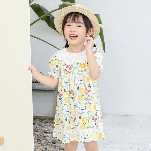 【PF】夏季新款贝壳花边领儿童公主裙女宝宝夏季碎花女童连衣裙外出裙子 商品图2