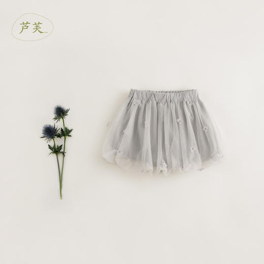 【马克珍妮 芦芙】秋装 女童立体刺绣网纱花苞半身裙短裙 231765 商品图2