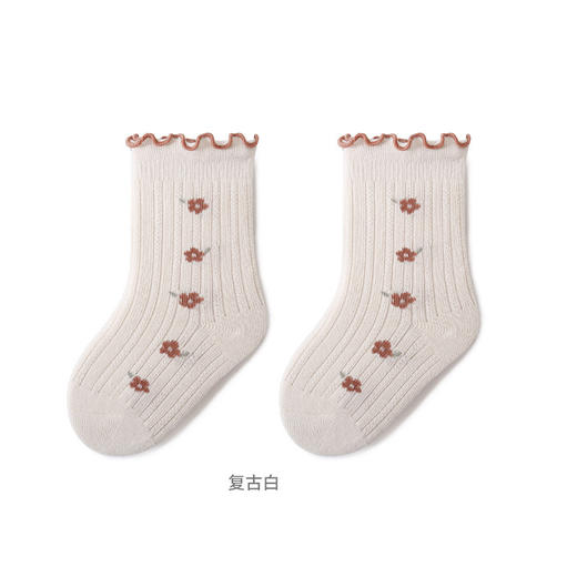 【3双装 复古碎花袜】2023秋季新品新生儿宝宝袜子无骨松口不勒脚木耳花边公主婴儿袜子 商品图7