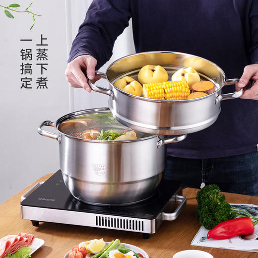 欧乐菲宝仕康中式防溢304不锈钢加深复合蒸锅双层/三层汤蒸锅通用 商品图2
