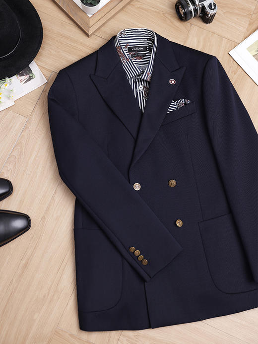 callisto银河蓝绵羊毛混纺西服 FSBWJ053C BL 商品图4