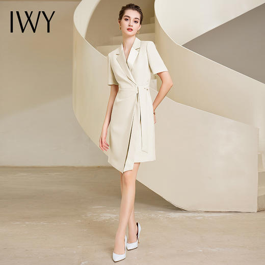 IWY/杏色西装连衣裙女名媛气质绑带显瘦职业裙232041Q1 商品图5