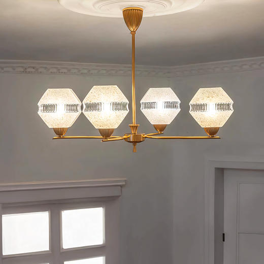 伽罗生活冰块吊灯复古黄铜装饰设计感轻奢书房卧室灯家用餐厅灯具 商品图3