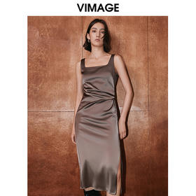 VIMAGE纬漫纪秋季新品高腰修身优雅连衣裙V2007614
