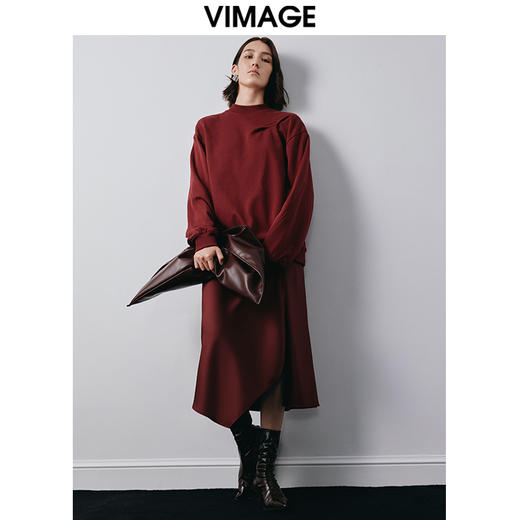 VIMAGE纬漫纪秋季新款时尚气质显瘦高腰开叉半身裙V2006609 商品图1
