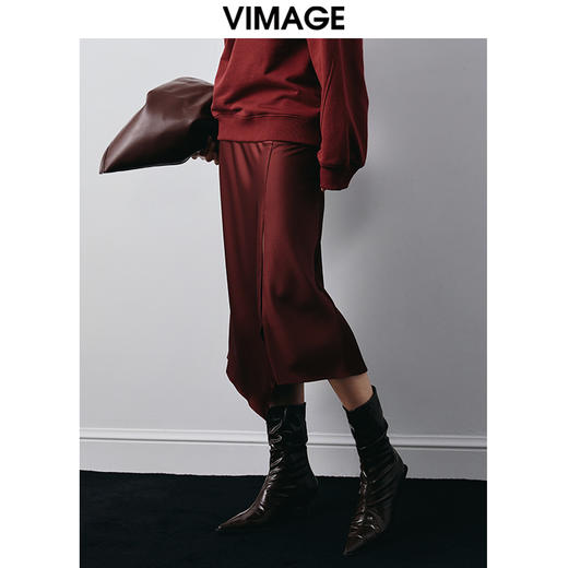 VIMAGE纬漫纪秋季新款时尚气质显瘦高腰开叉半身裙V2006609 商品图3