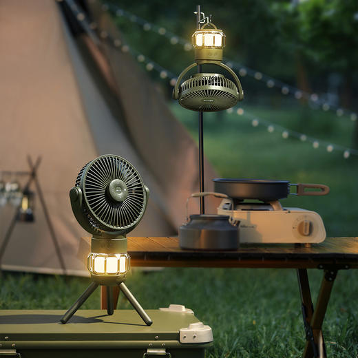 【小程序】小熊户外风扇 HFS-A05C5 军绿色 左右上下摇头 带支架/挂钩 三档风速 露营灯 带遥控器 商品图4