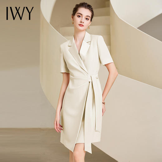 IWY/杏色西装连衣裙女名媛气质绑带显瘦职业裙232041Q1 商品图2