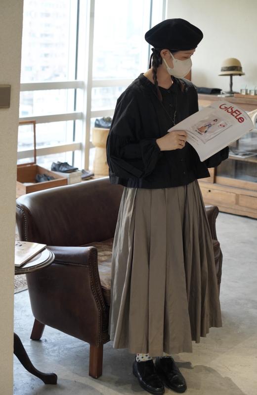 ECOLE DE CURIOSITES 3色可选真丝欧根纱褶皱半身裙(Made in France) 商品图1