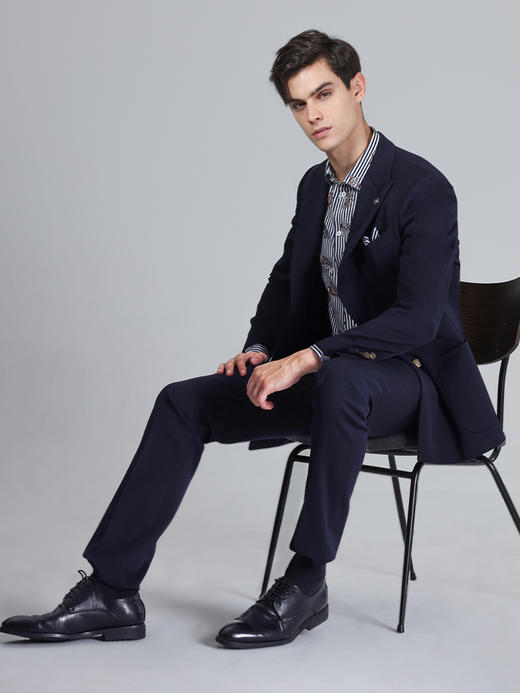 callisto银河蓝绵羊毛混纺西服 FSBWJ053C BL 商品图3