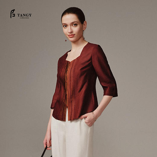 TANGY Collection天意高端2023秋季新品商场同款染秋系列植物染上衣 商品图0