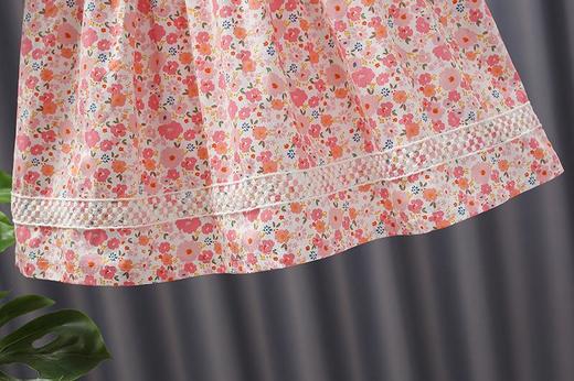 公主裙儿童女宝宝夏季粉色碎花女童连衣裙贝壳花边领淑女外出裙子 商品图2