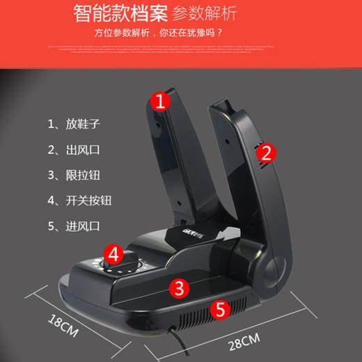 格卡诺（GKN）家用智能烘鞋器鞋靴干鞋器 电动可折叠收纳 定时烘干器多功能烘鞋机干鞋机 商品图2