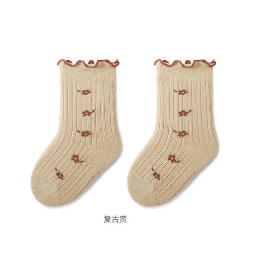 【3双装 复古碎花袜】2023秋季新品新生儿宝宝袜子无骨松口不勒脚木耳花边公主婴儿袜子 商品图8