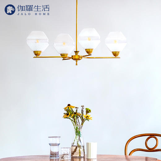 伽罗生活冰块吊灯复古黄铜装饰设计感轻奢书房卧室灯家用餐厅灯具 商品图0