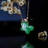 18K玫瑰金和田玉（碧玉）镶钻项链--蝶/蝶形9*12mm/链长40+2cm 商品缩略图3