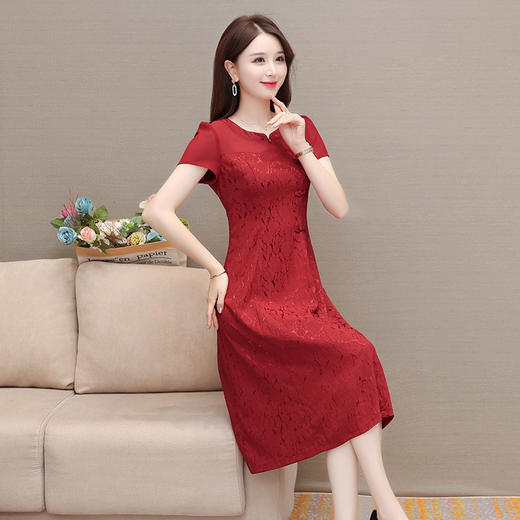 复古国风优雅连衣裙，圆领短袖气质A字裙QYM-GWA16-L 商品图2