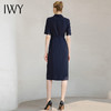 IWY/时尚藏青色绑带连衣裙双排扣绑带职业西装裙美容院工装232029Q1 商品缩略图4