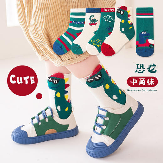 【5双组合装】男童袜子秋冬新款中筒儿童卡通透气精梳棉中大童1-15秋季童袜 商品图0