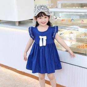 女童连衣裙2023童裙新款儿童衣服中大童蝴蝶结公主裙一件代发