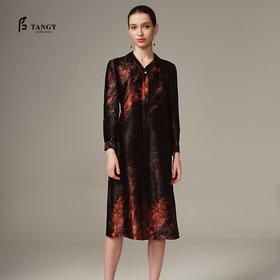TANGY Collection天意高端2023秋季新品商场同款染秋系列衬衫连衣裙