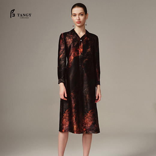 TANGY Collection天意高端2023秋季新品商场同款染秋系列衬衫连衣裙 商品图0