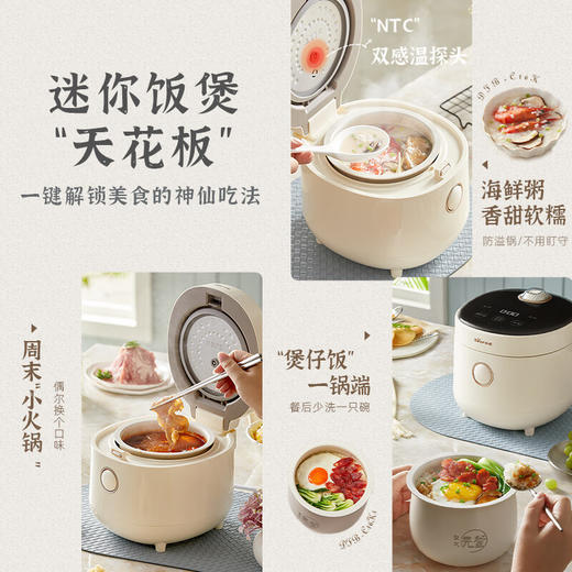 积分免费兑：小熊（Bear）电饭煲 电饭锅迷你家用小容量一键快煮饭多功能预约定时配蒸笼1.6L蒸饭器小型小2人 DFB-C16K1 商品图6