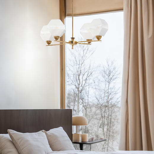 伽罗生活冰块吊灯复古黄铜装饰设计感轻奢书房卧室灯家用餐厅灯具 商品图1