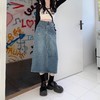 【分组】【秋季新款高腰a字牛仔半身裙】高腰牛仔高腰半身裙中长款小个子包臀裙亲肤简约大方百搭 商品缩略图3