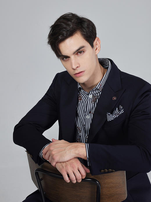 callisto银河蓝绵羊毛混纺西服 FSBWJ053C BL 商品图0