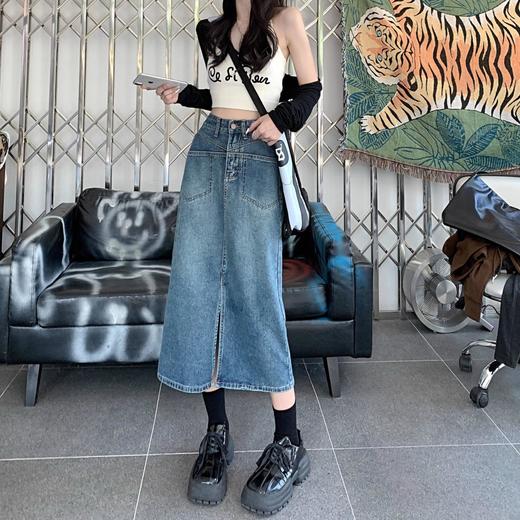 【分组】【秋季新款高腰a字牛仔半身裙】高腰牛仔高腰半身裙中长款小个子包臀裙亲肤简约大方百搭 商品图2
