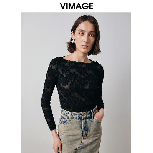 VIMAGE纬漫纪秋季新款修身百搭通勤上衣女V2013611 商品图3