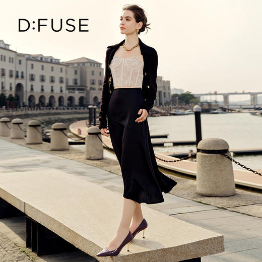 D:FUSE迪芙斯秋款单鞋女高跟鞋羊皮方头金属扣件时尚女鞋DF33111024 商品图1