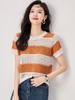 休闲百搭，气质显瘦7针镂空条纹针织上衣T恤女WLZD-2318109 商品缩略图0