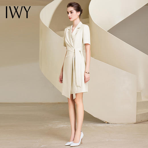 IWY/杏色西装连衣裙女名媛气质绑带显瘦职业裙232041Q1 商品图1