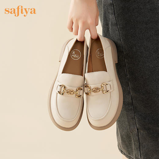 Safiya/索菲娅2023秋季新品英伦风浅口百搭一脚蹬真皮软底乐福鞋 SF33112023 商品图2