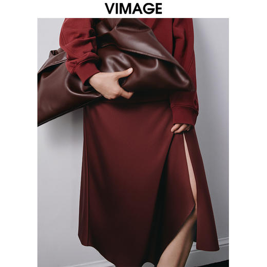 VIMAGE纬漫纪秋季新款时尚气质显瘦高腰开叉半身裙V2006609 商品图2