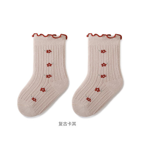 【3双装 复古碎花袜】2023秋季新品新生儿宝宝袜子无骨松口不勒脚木耳花边公主婴儿袜子 商品图6