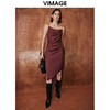VIMAGE纬漫纪秋季新款气质性感荡领吊带开叉不规则裙摆礼服连衣裙V2077603 商品缩略图0