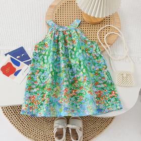 女童连衣裙夏挂脖新款儿童裙子小女孩公主裙网红宝宝夏天童装潮连
