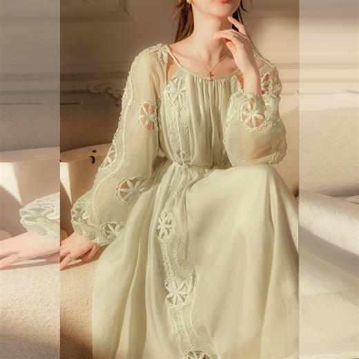 【清仓非质量问题不退换】张心子  【轻盈画艺】法式浪漫立体镂空连衣裙女秋季新款大摆仙女裙 U2308004 商品图2