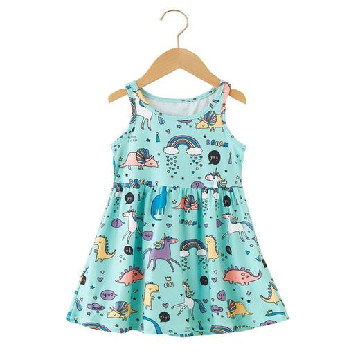 【PF】2023夏季韩版中小童女通用童装印花牛奶丝儿童吊带裙女童连衣裙 商品图4