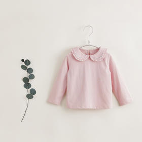 【马克珍妮 芦芙】秋装新款 女童花边领纯棉长袖打底衫T恤 231697