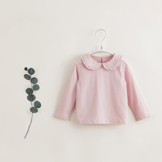 【马克珍妮 芦芙】秋装新款 女童花边领纯棉长袖打底衫T恤 231697 商品图0