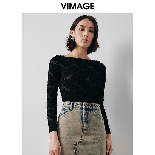VIMAGE纬漫纪秋季新款修身百搭通勤上衣女V2013611 商品图2