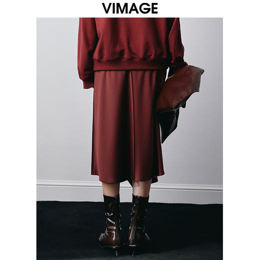 VIMAGE纬漫纪秋季新款时尚气质显瘦高腰开叉半身裙V2006609 商品图4