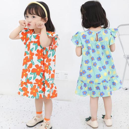 【PF】欧吉兔全棉A字裙连衣裙春季中小童女花边袖童装卡通印花童连衣裙 商品图2